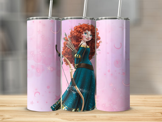 Vibrant Red Haired Archer Character Tumbler Cup