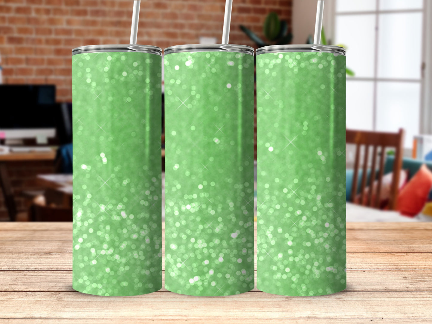 Sparkling Green Glitter Tumbler Customizable Gift