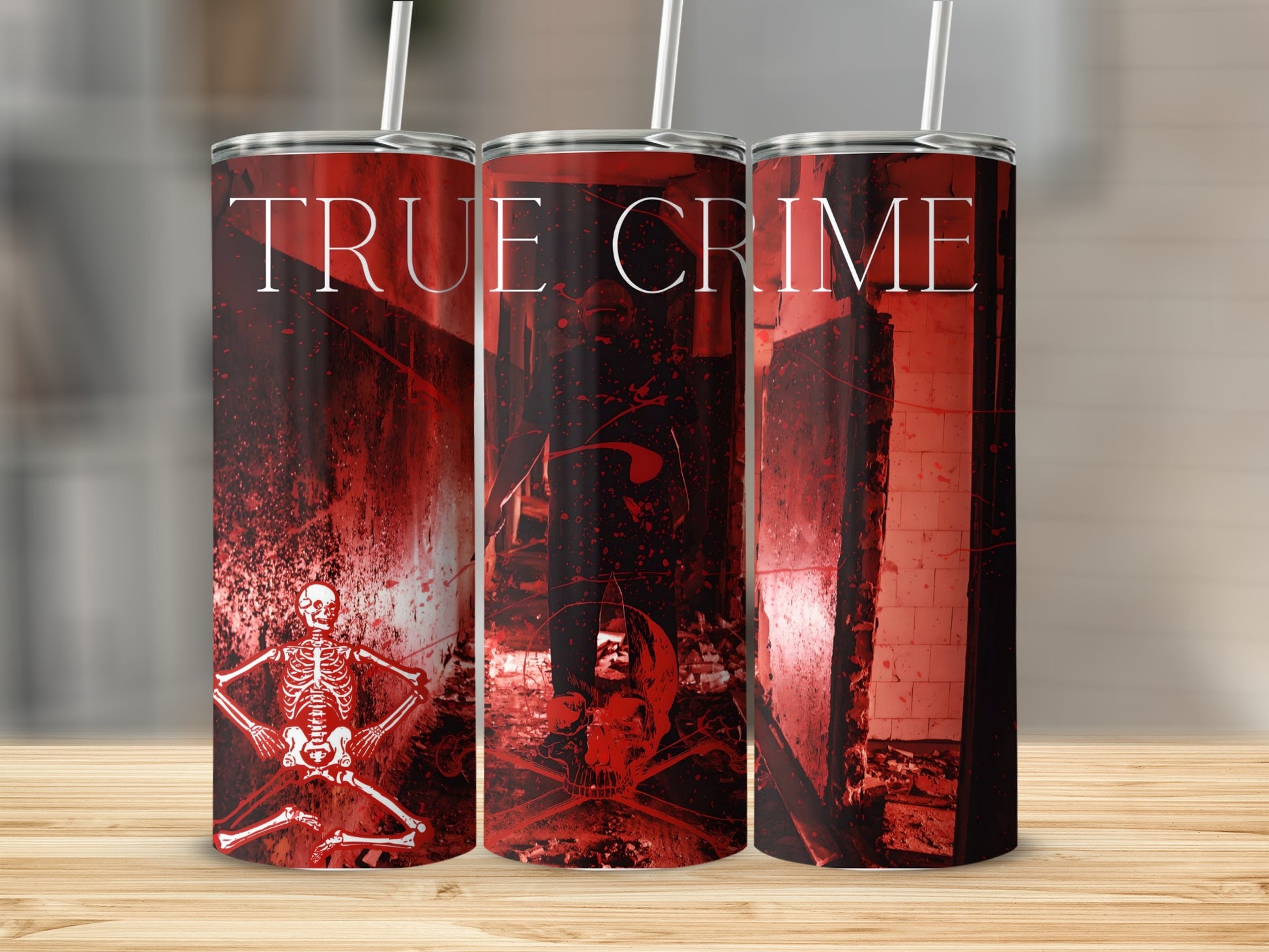 Intriguing True Crime Graphic Tumbler Beverage Holder