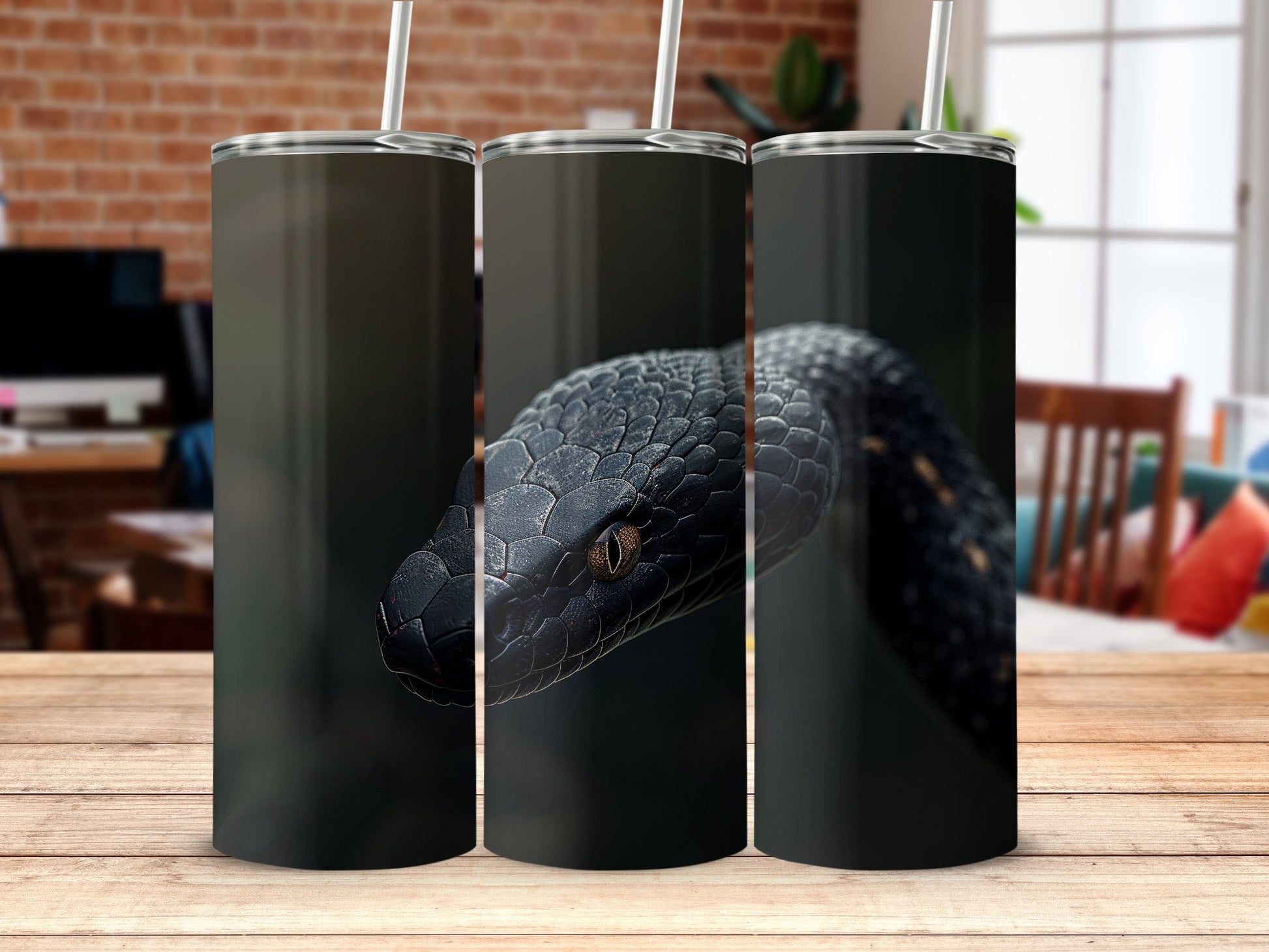 Intense Black Snake Head Serpent Creature Dark Product type