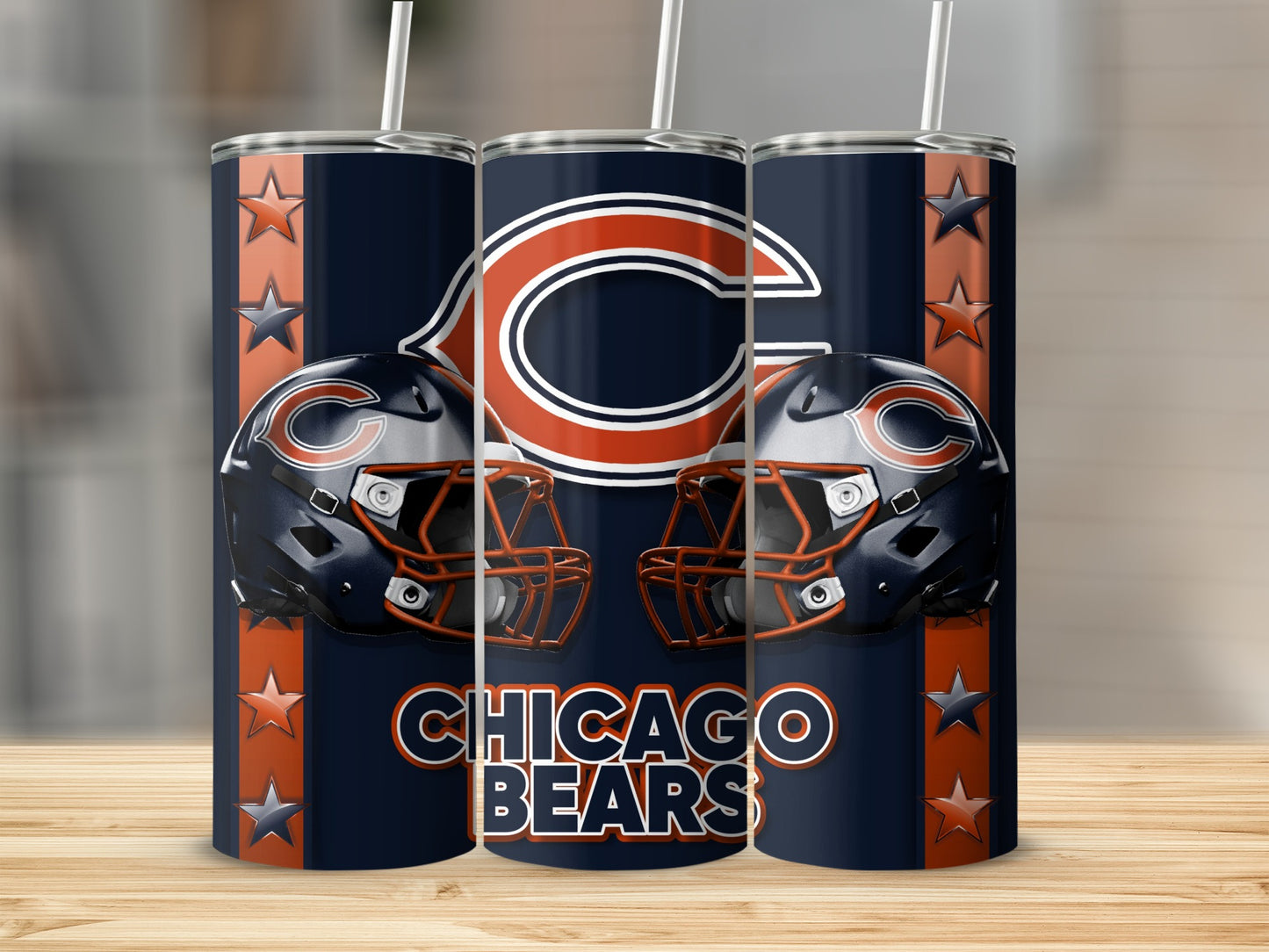 Chicago Bears Football Helmets Logo Art Sport Tumblers