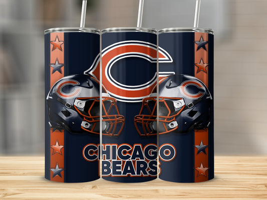 Chicago Bears Football Helmets Logo Art Sport Tumblers