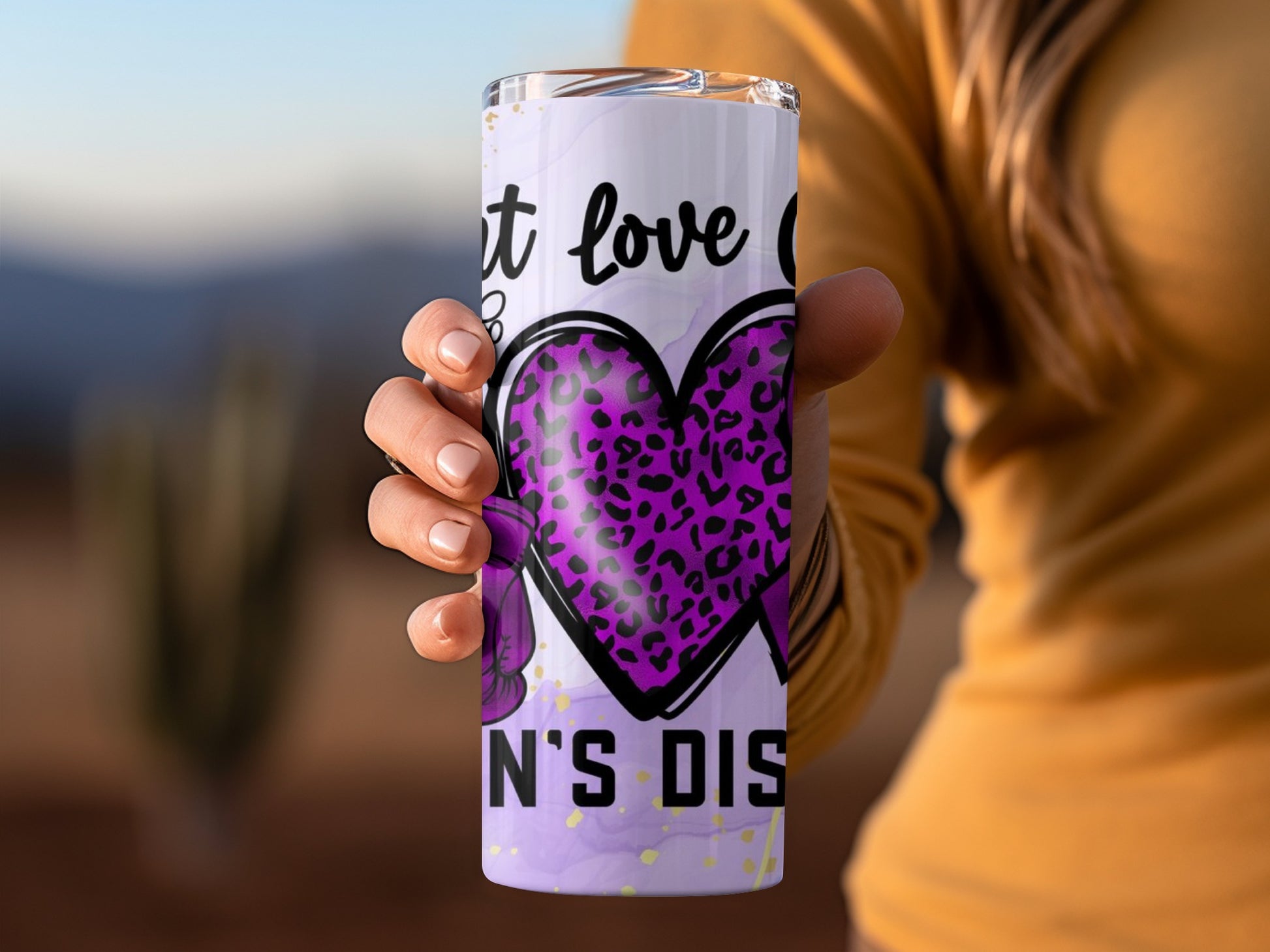 Purple Leopard Heart Autism Awareness Tumbler Cup