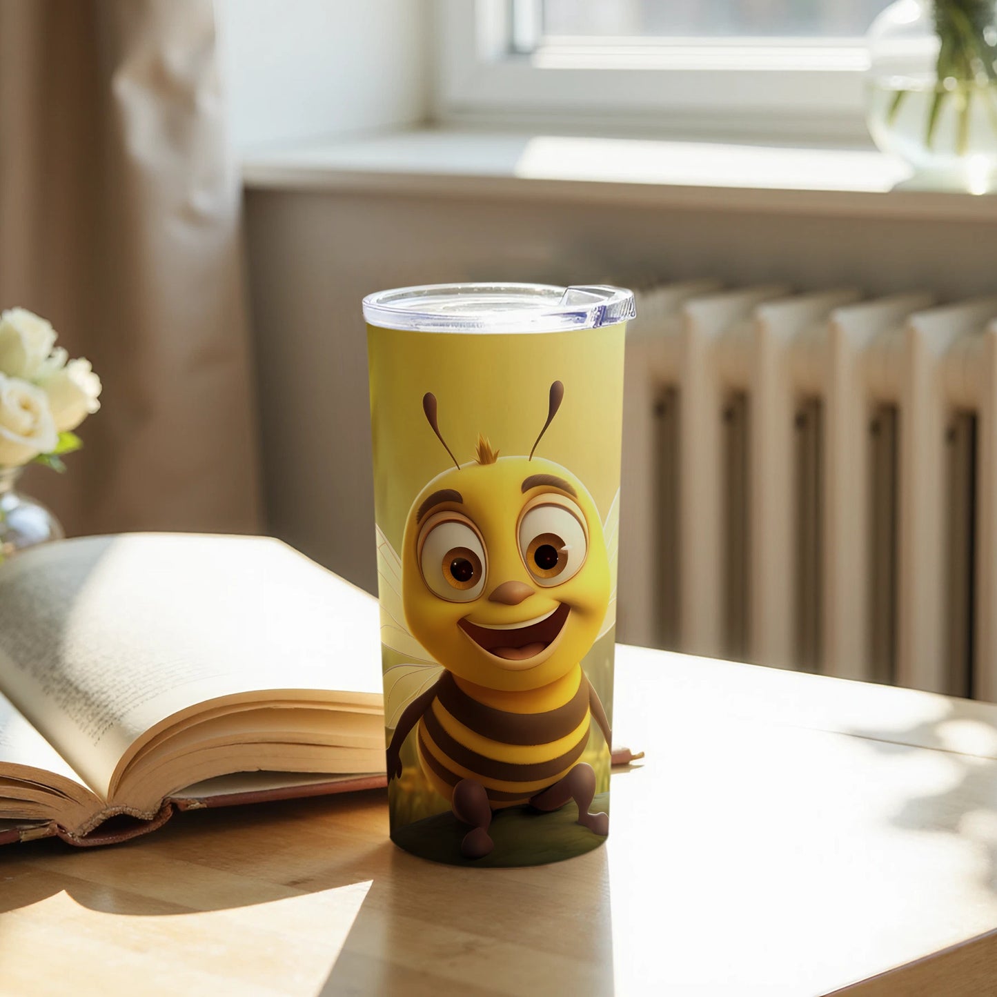 Smiling Cartoon Bee Graphic Travel Container product type