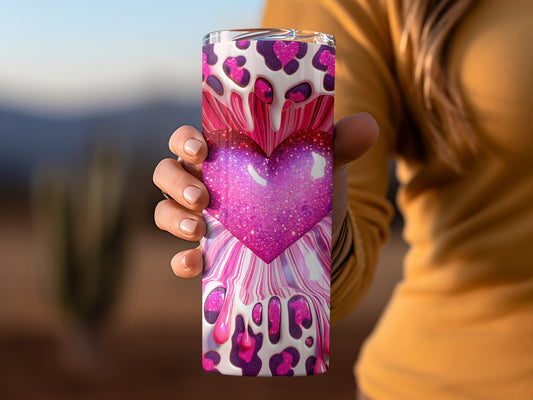 Leopard Hearts Within Valentine Sparkle In Motion Tumblers