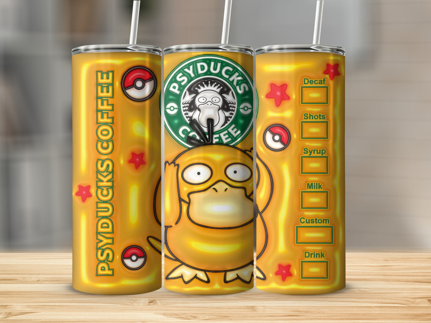 Psyducks Coffee Themed Colorful Tumbler