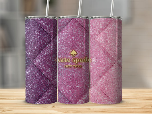 Kate Spade Inspired Pink and Purple Glitter Quilted Tumblers