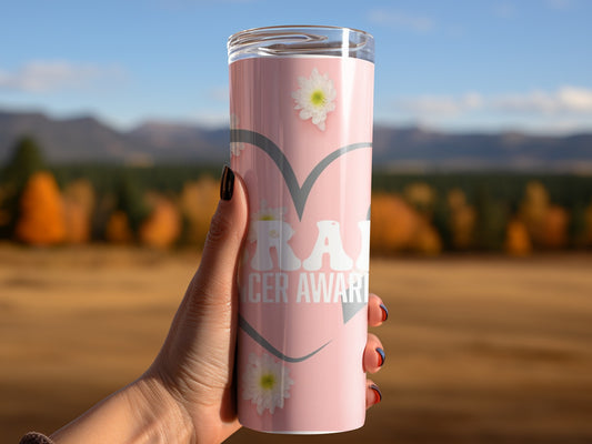 Pink Breast Cancer Awareness Flowers Tumbler Cup