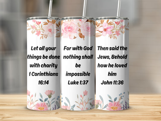 Floral Inspirational Bible Quotes Tumblers for Christians