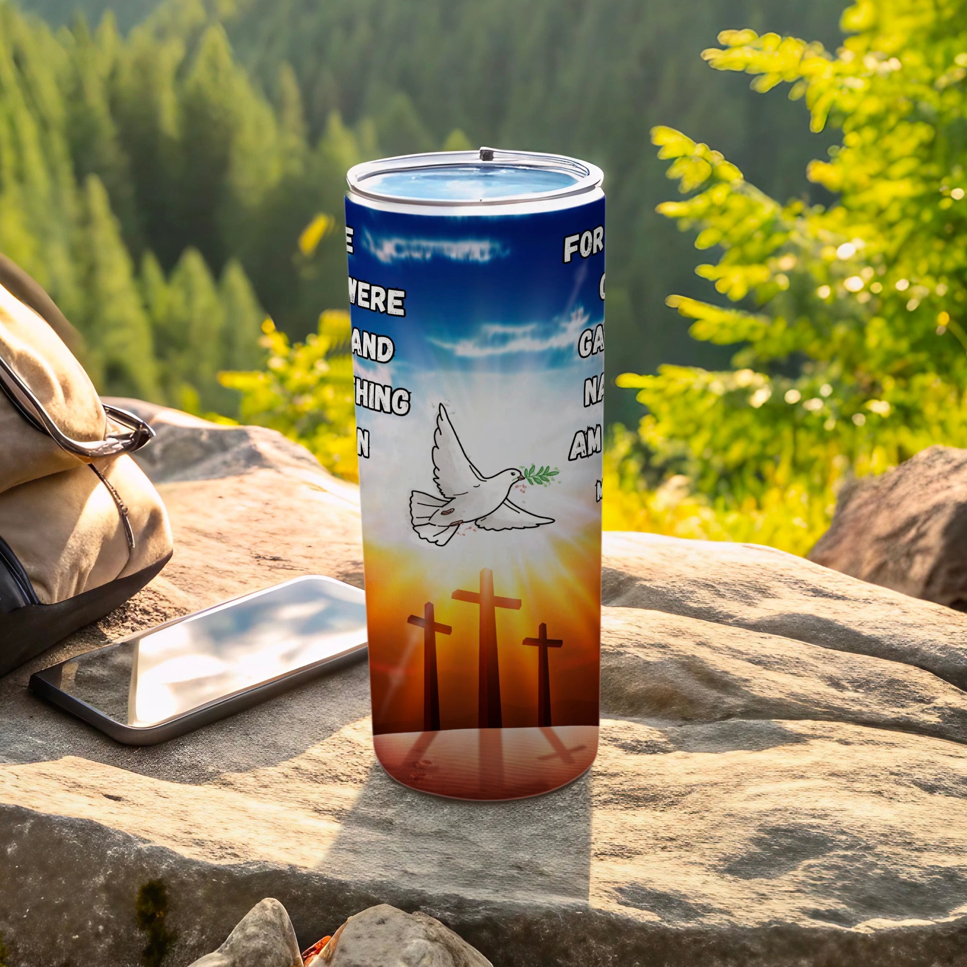 Inspirational Dove and Cross Design Tumbler