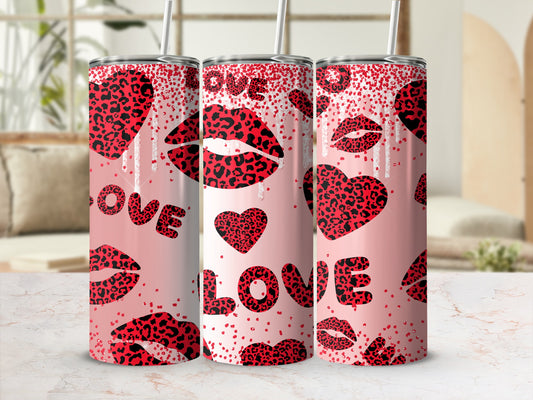 Love and Leopard Print Design Tumbler