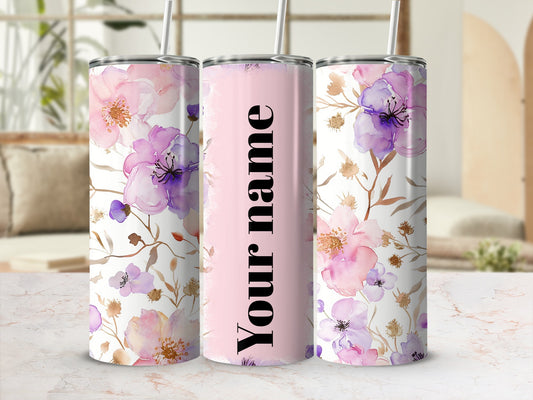 Personalized Floral Design Stainless Steel Tumbler