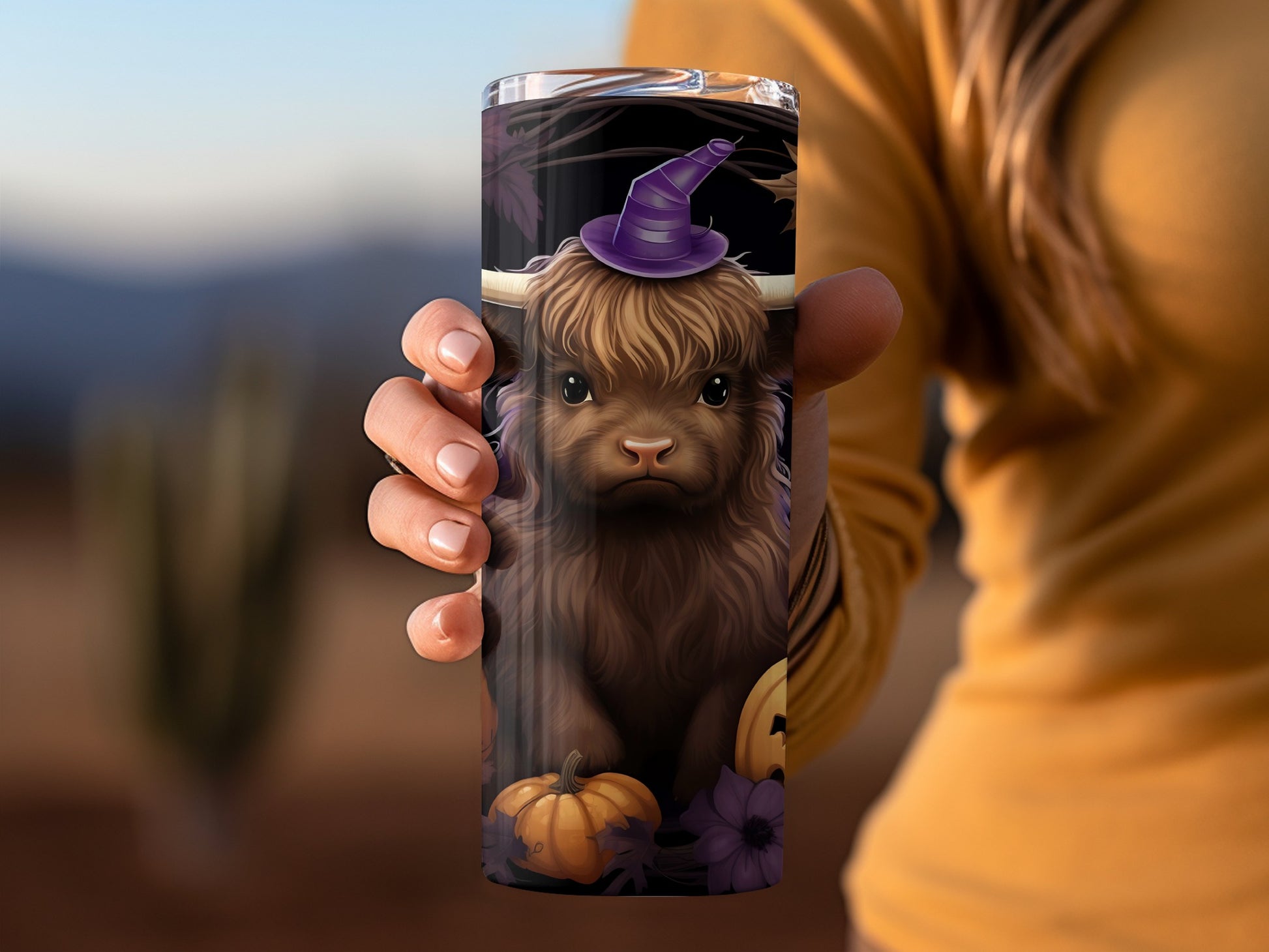 Adorable Highland Cow Halloween Tumbler for Fall Enthusiasts