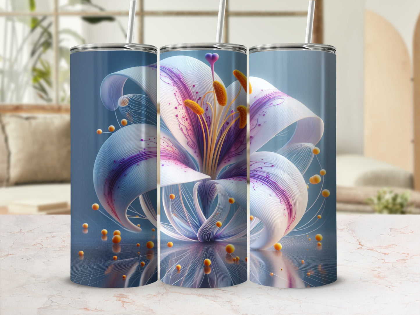 Elegant Abstract Floral Art Design Tumbler