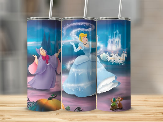 Cinderella Inspired Tumbler With Fairy Godmother Design