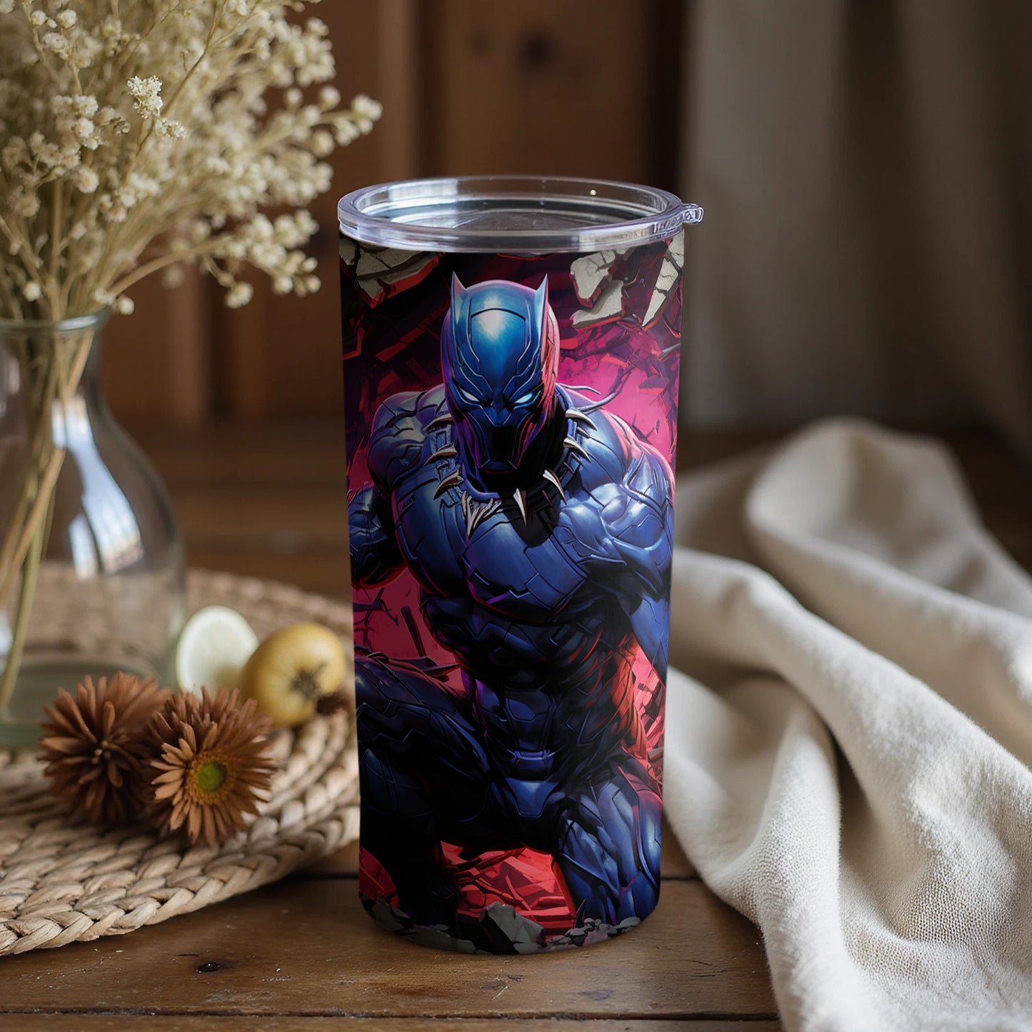 Vibrant Heroic Action Scene Insulated Tumbler