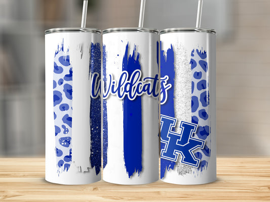 Wildcats With Kentucky Logo On Leopard Brush Stroke Tumblers