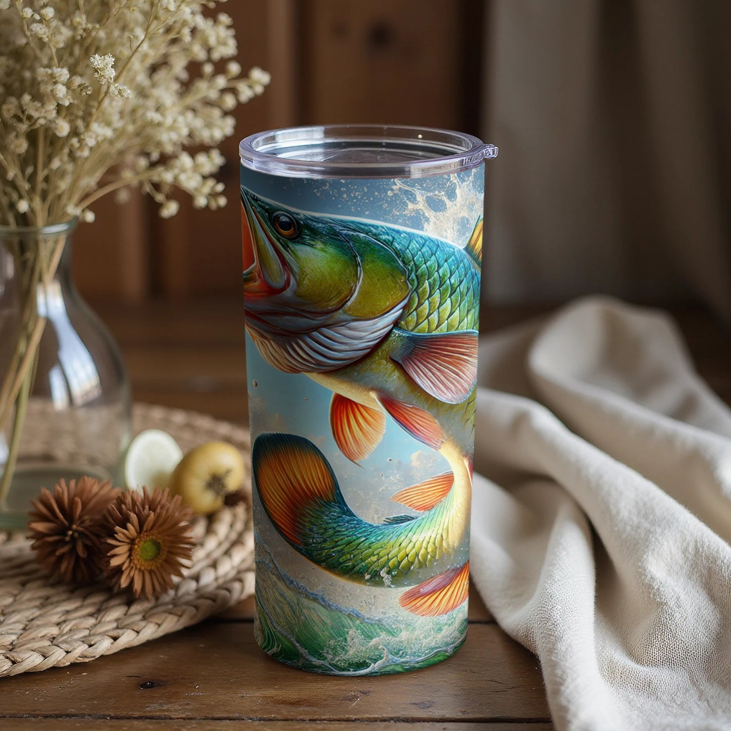 Vividly Designed Fish Art Tumbler for Daily Use