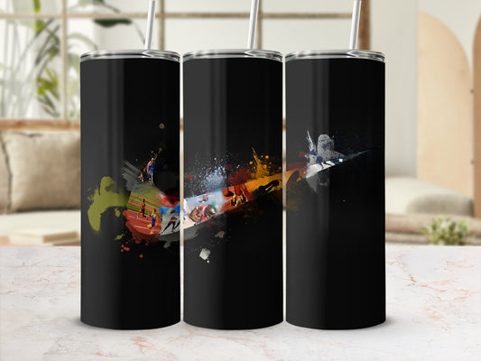 Multifaceted Sports Design Custom Tumbler with Straw