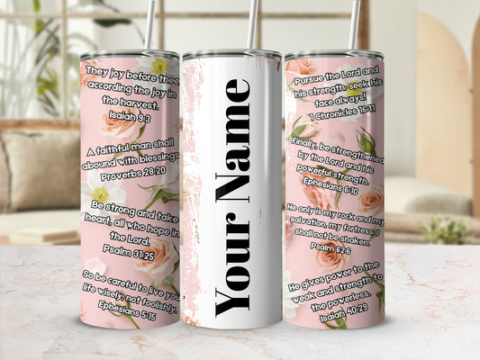 Personalized Floral Bible Verses Insulated Tumbler
