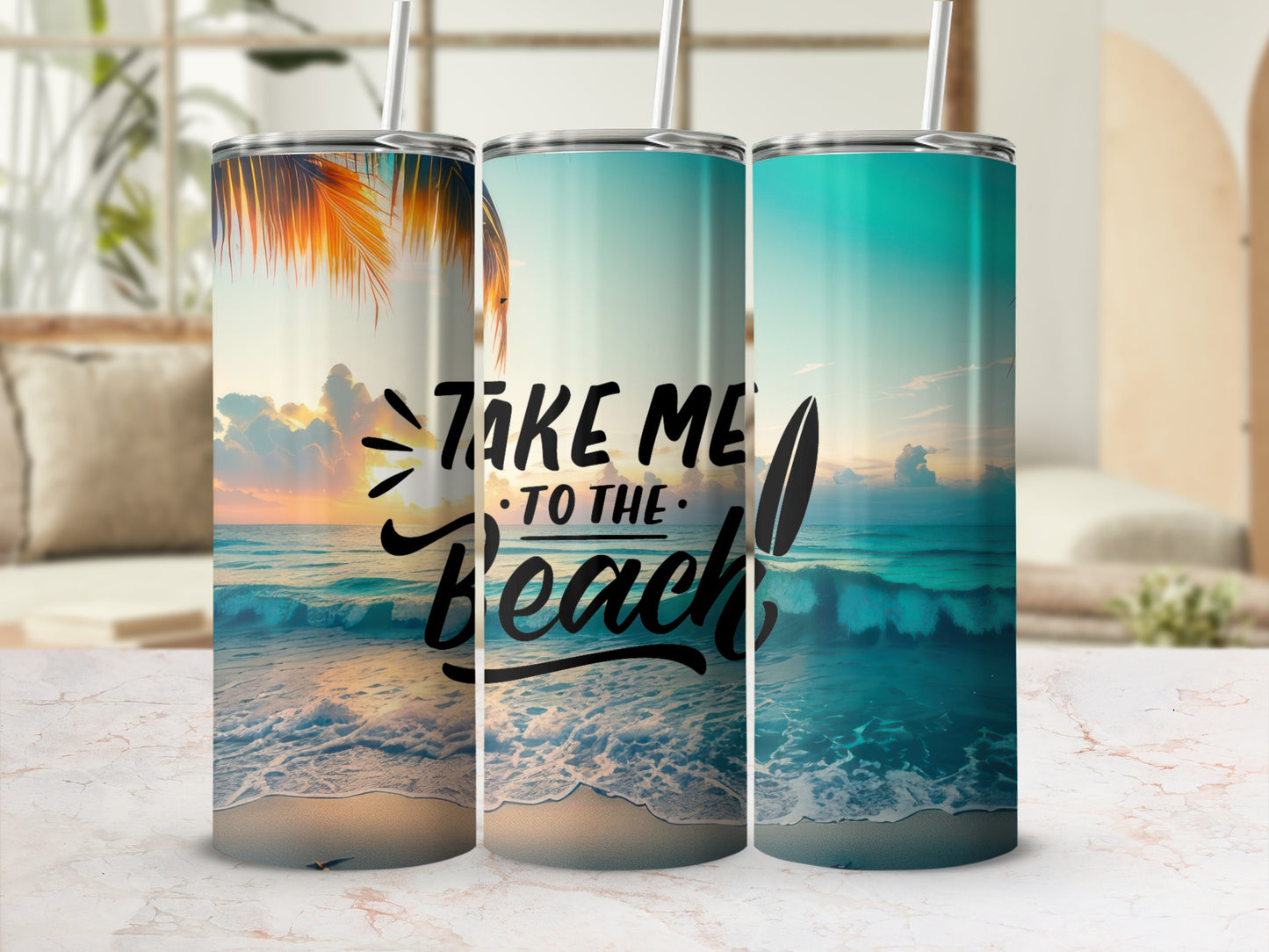 Take Me To The Beach Scenic Tumbler Design