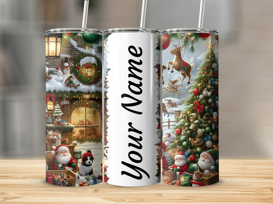 Customizable Festive Christmas Scene Personalized Tumbler
