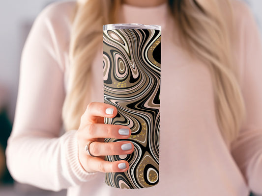 Abstract Fluid Art Swirl Pattern in Earthy Tones Tumblers