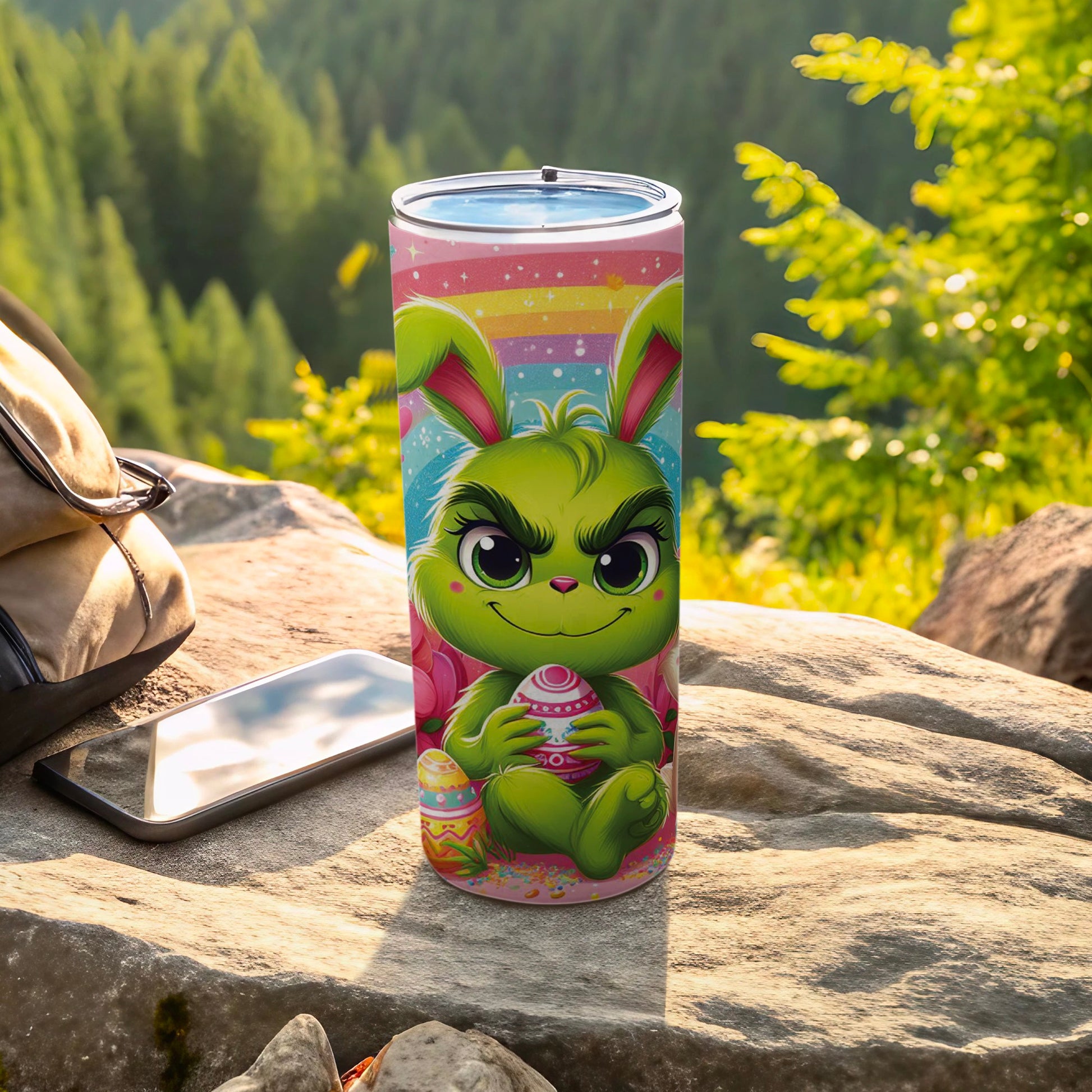 Cute Grinch Bunny Easter Egg Rainbow Pattern Tumbler product type