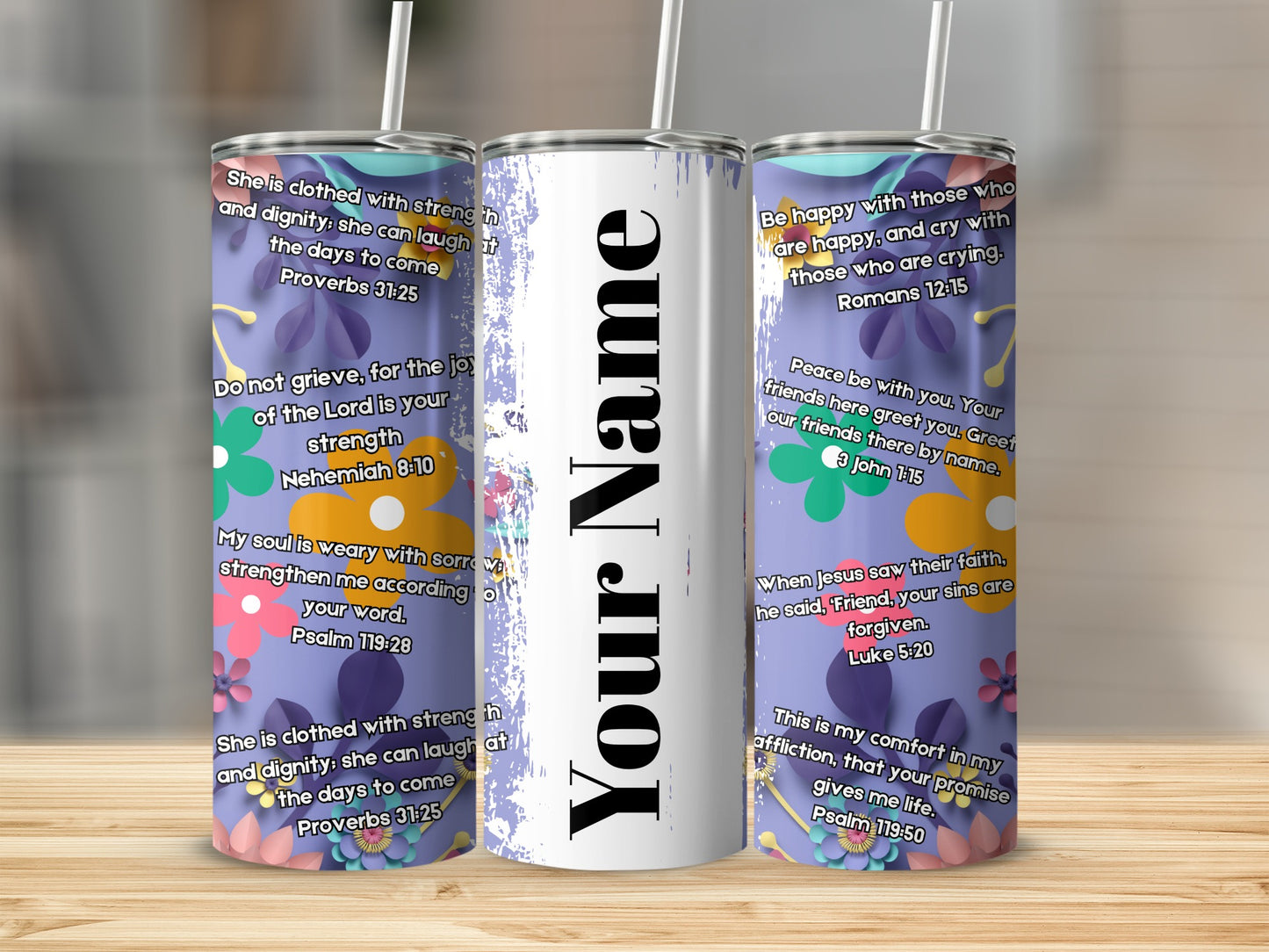 Inspirational Quotes Customizable Tumbler with Straw