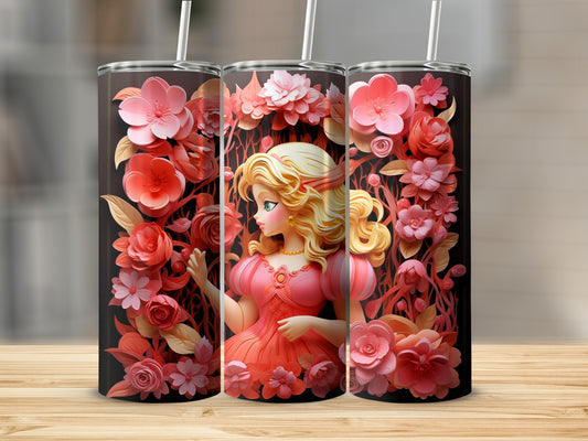 Floral Princess Themed Insulated Tumbler for Drinks