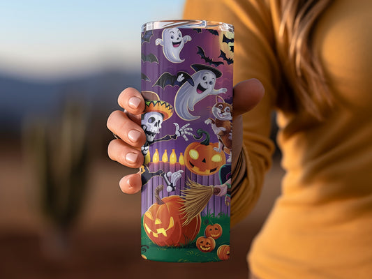 Festive Halloween Haunted House Stainless Steel Tumbler