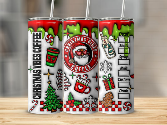 Christmas Vibes Coffee Holiday Tumbler with Straw