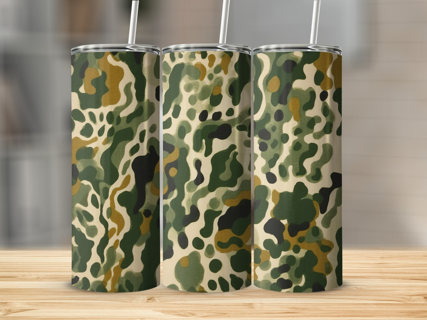 Camouflage Pattern Insulated Tumbler with Straw Flask