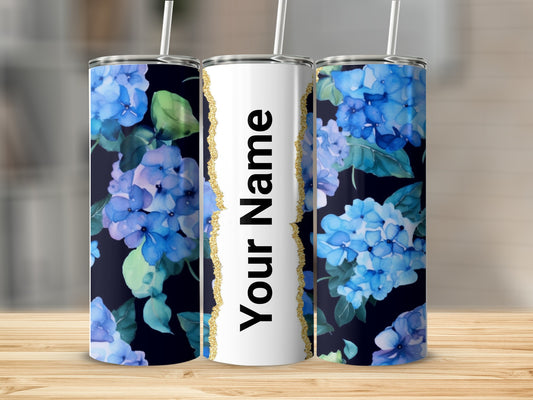Personalized Hydrangea Floral Design Tumbler Cup