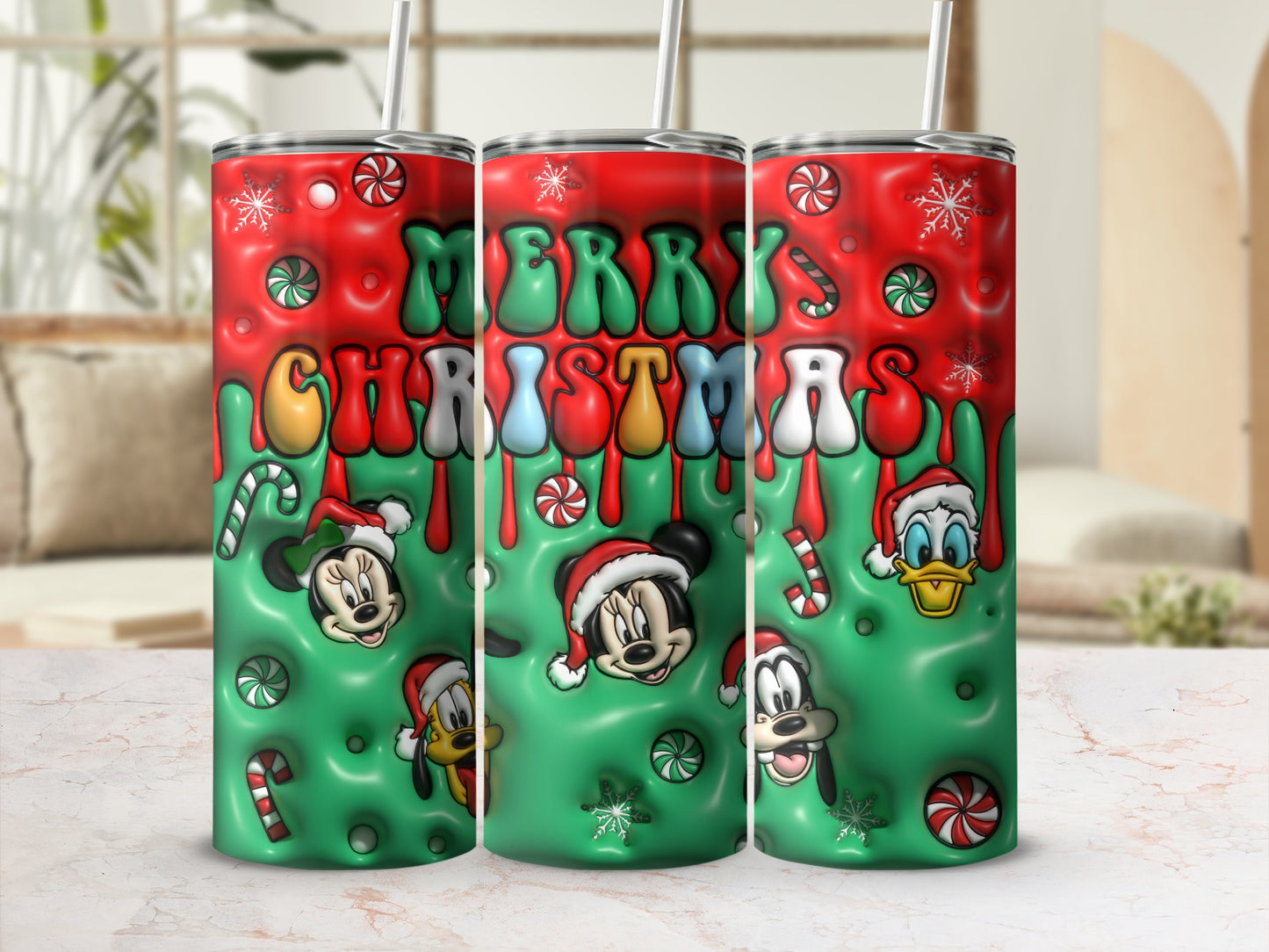 Merry Christmas Mickey Mouse Donald Duck Christmas Tumbler