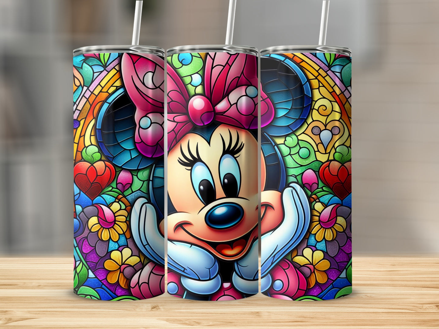 Colorful Minnie Mouse Theme Stainless Steel Tumbler