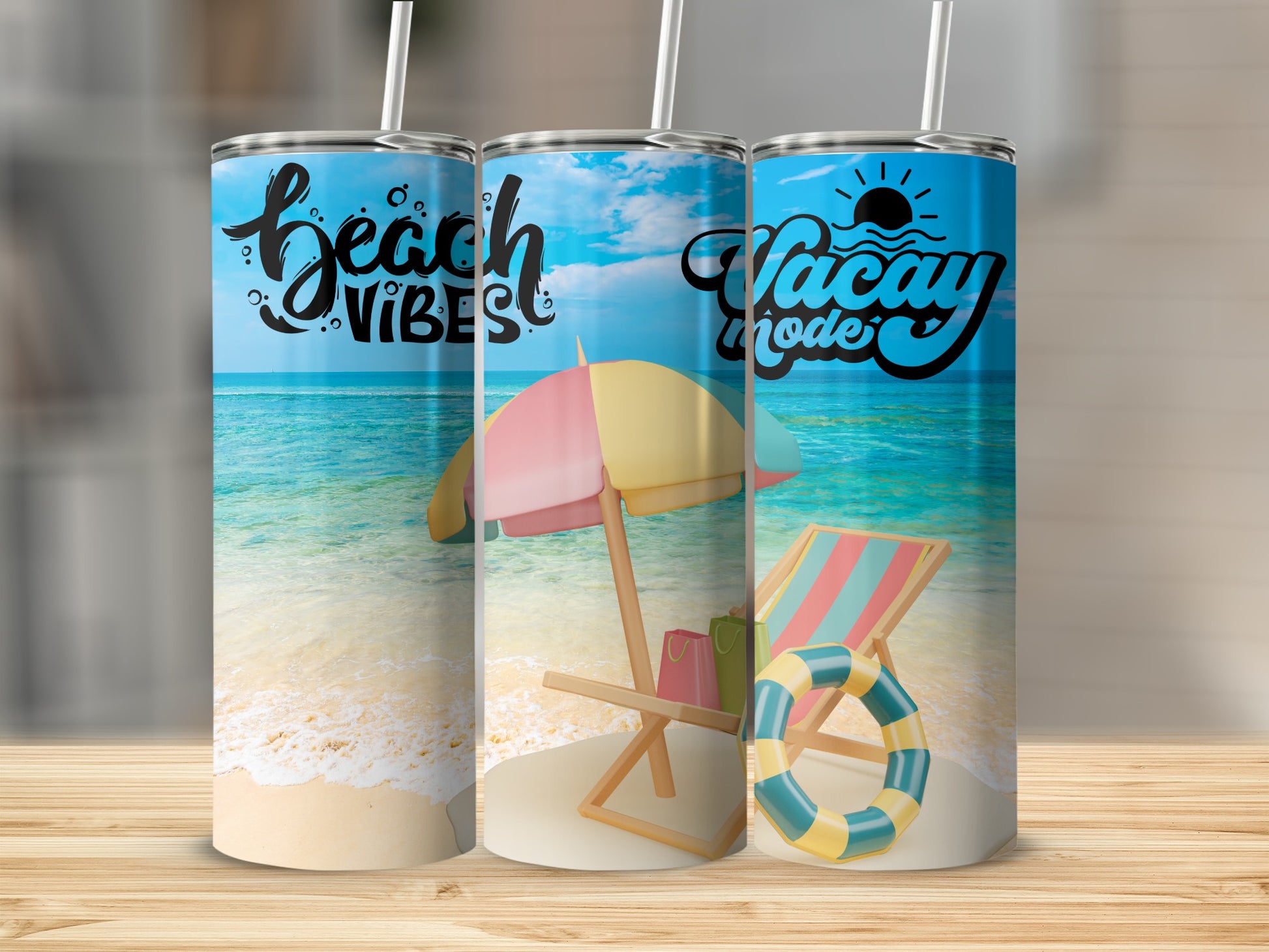 Beach Vibes and Vacay Mode Tumbler Set