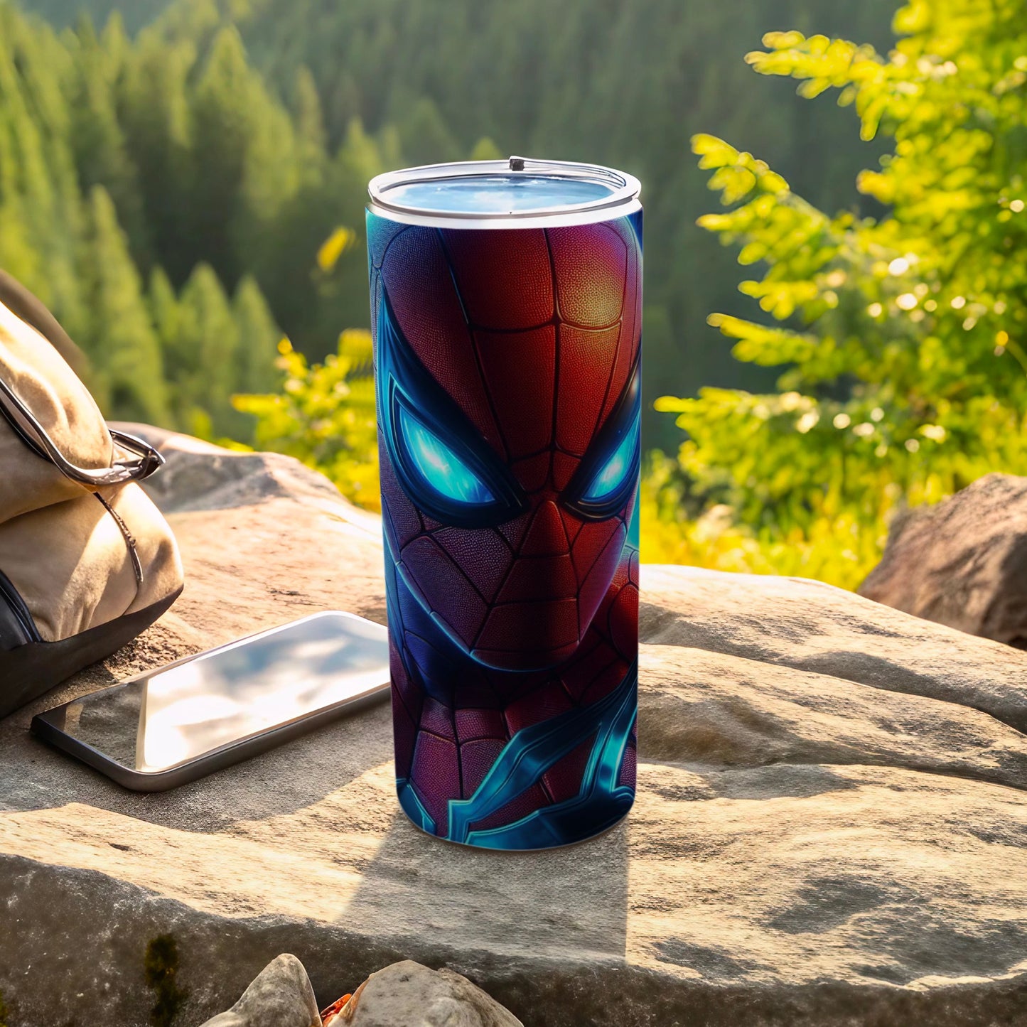 Spider-Man Tumbler with Glowing Eyes Design Flask