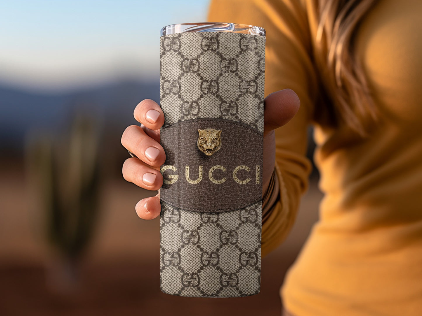 Gucci Branded Thermal Tumbler with Signature Pattern
