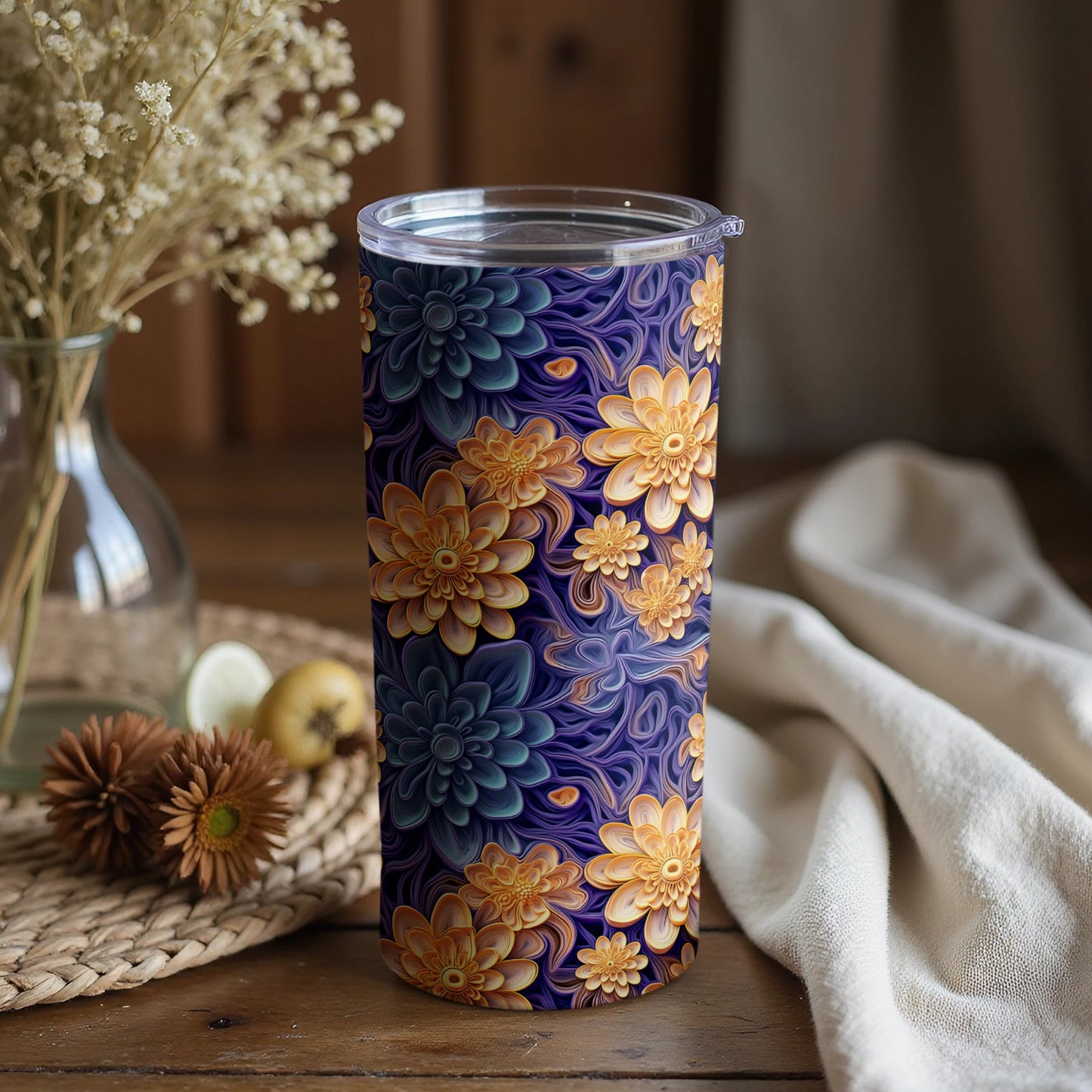 Vibrant Floral Patterned Tumbler for Every Day Use