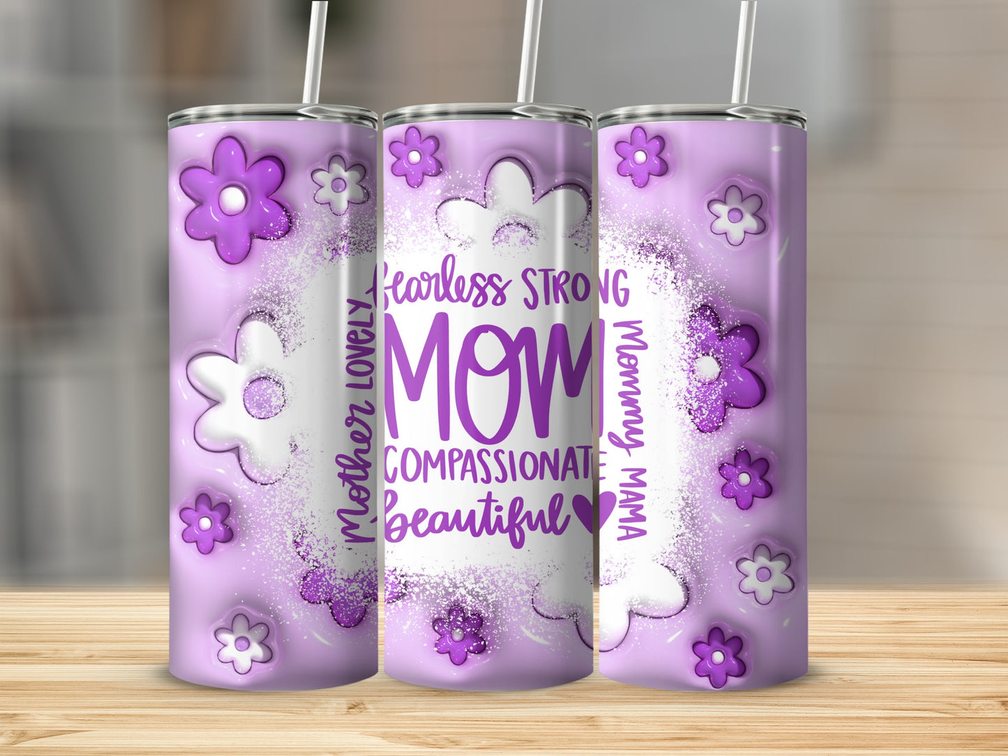 Lovely Fearless Strong Mom Beautiful Mommy Purple Tumbler