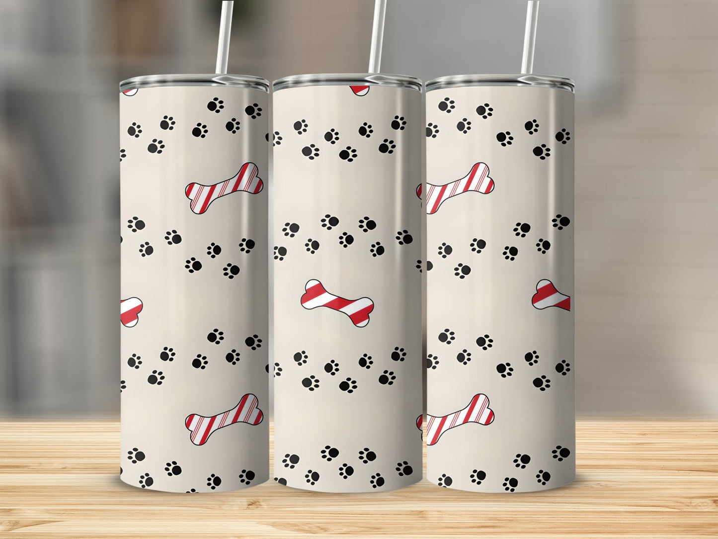 Adorable Bone and Paw Print Design Tumbler Product