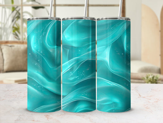 Light Turquoise Swirls and Shimmers On New Tumblers
