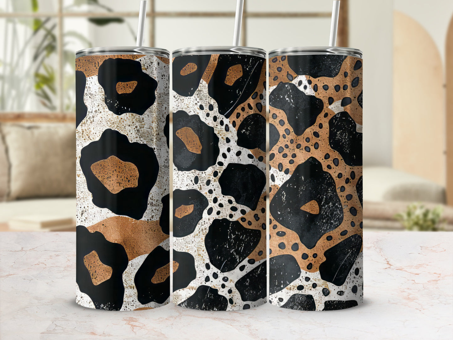 Modern Black and Brown Abstract Tumbler Drinkware