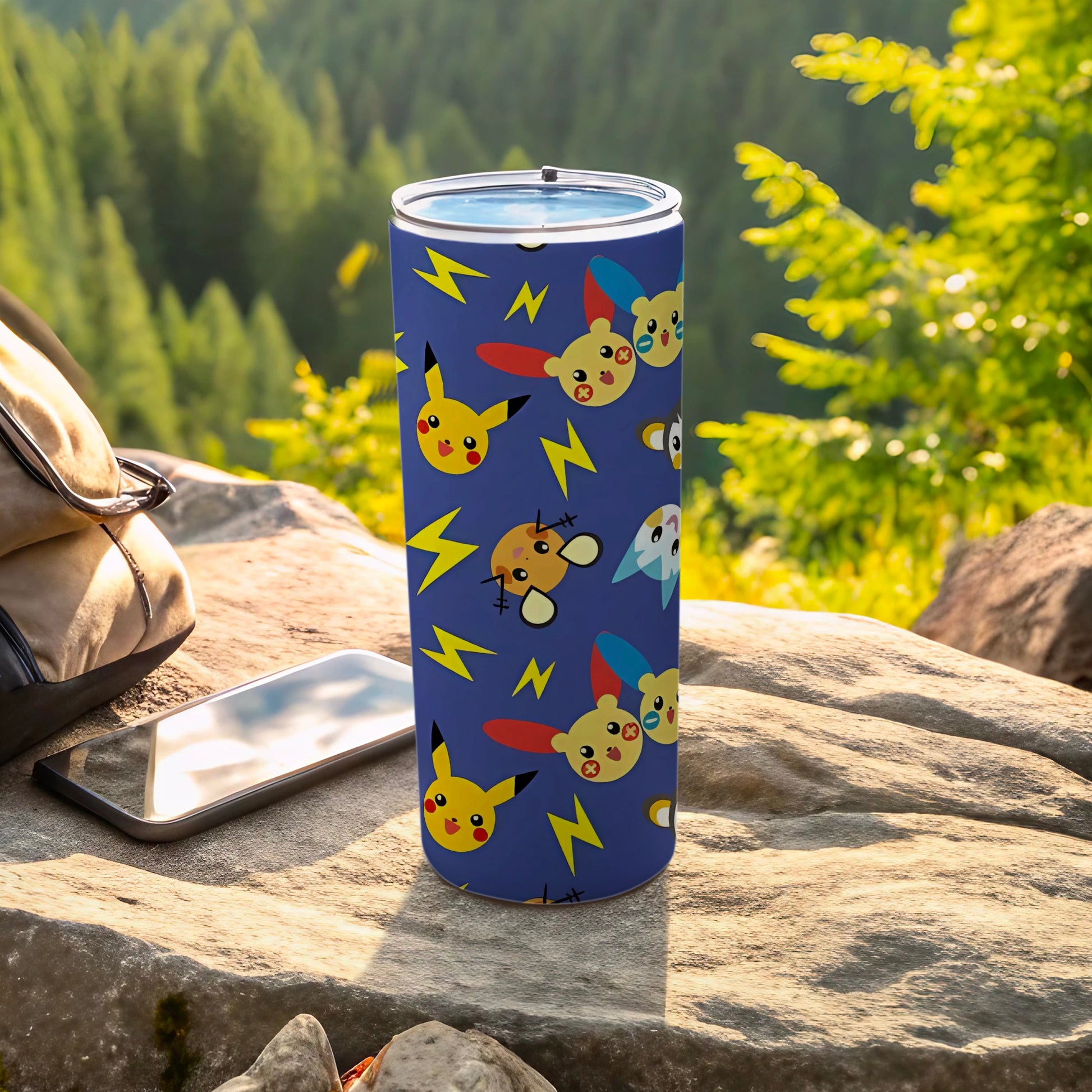Pikachu and Friends Blue Pattern Travel Mug