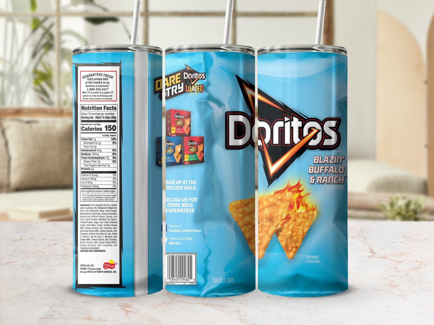 Doritos Blazin Buffalo & Ranch Tortilla Chips Snack Tumbler