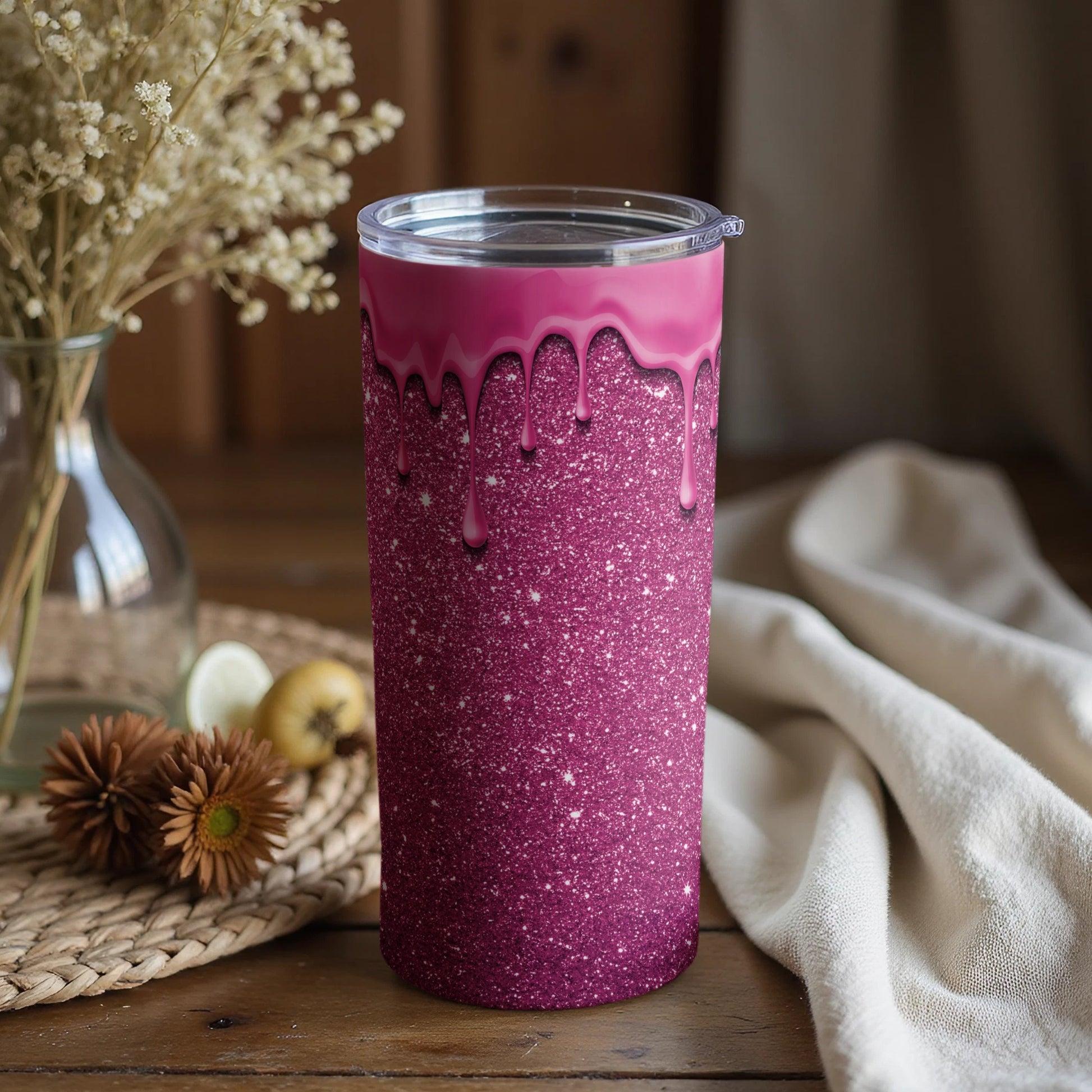 Sparkling Pink Tumbler with Dripping Design product