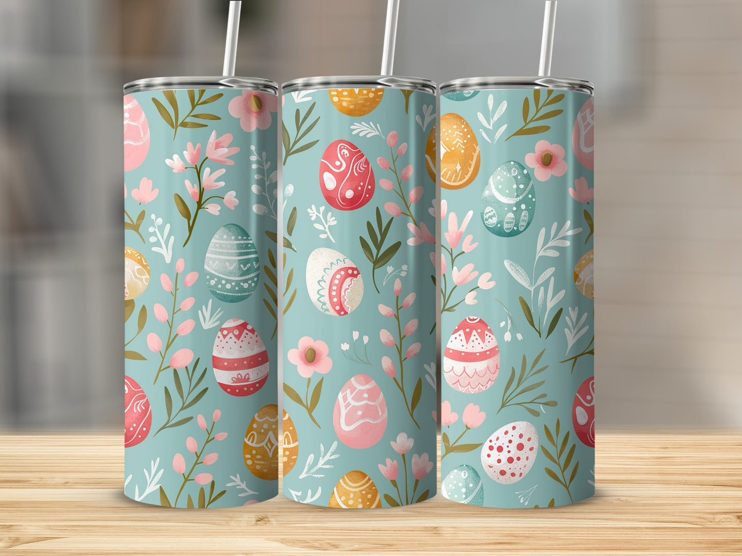 Colorful Easter Egg and Flower Design Tumbler