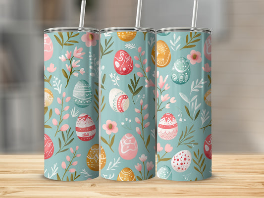 Colorful Easter Egg and Flower Design Tumbler