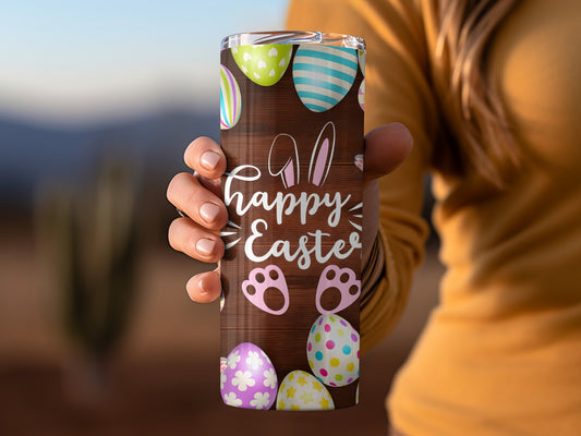 Happy Easter Bunny and Eggs Design Tumbler
